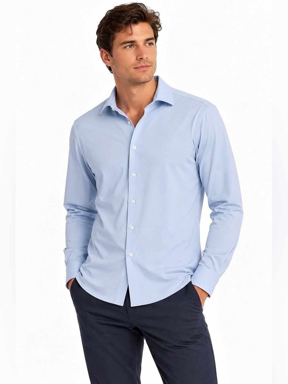 BOSS Performance Hank Slim Fit Stretch Dress Shirt Blue 15.5 39 M